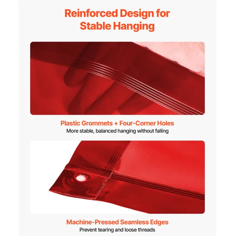 VEVOR 2PCS Welding Curtains, 6 x 8FT Welding Screen Curtain, Flame-Resistant Vinyl Safety Protective Screen with 6-Level UV Protection & Hanging Holes, Portable for Workshop/Industrial Use, Red