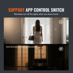 VEVOR 2PCS WiFi Smart Light Dimmer Switch, 100-250V AC Wi-Fi 2.4GHz, 15% to 85% Stepless Dimming LED Dimmable Smart Switch with Touch Panel, App Remote Control Voice Compatible with Alexa Google Home