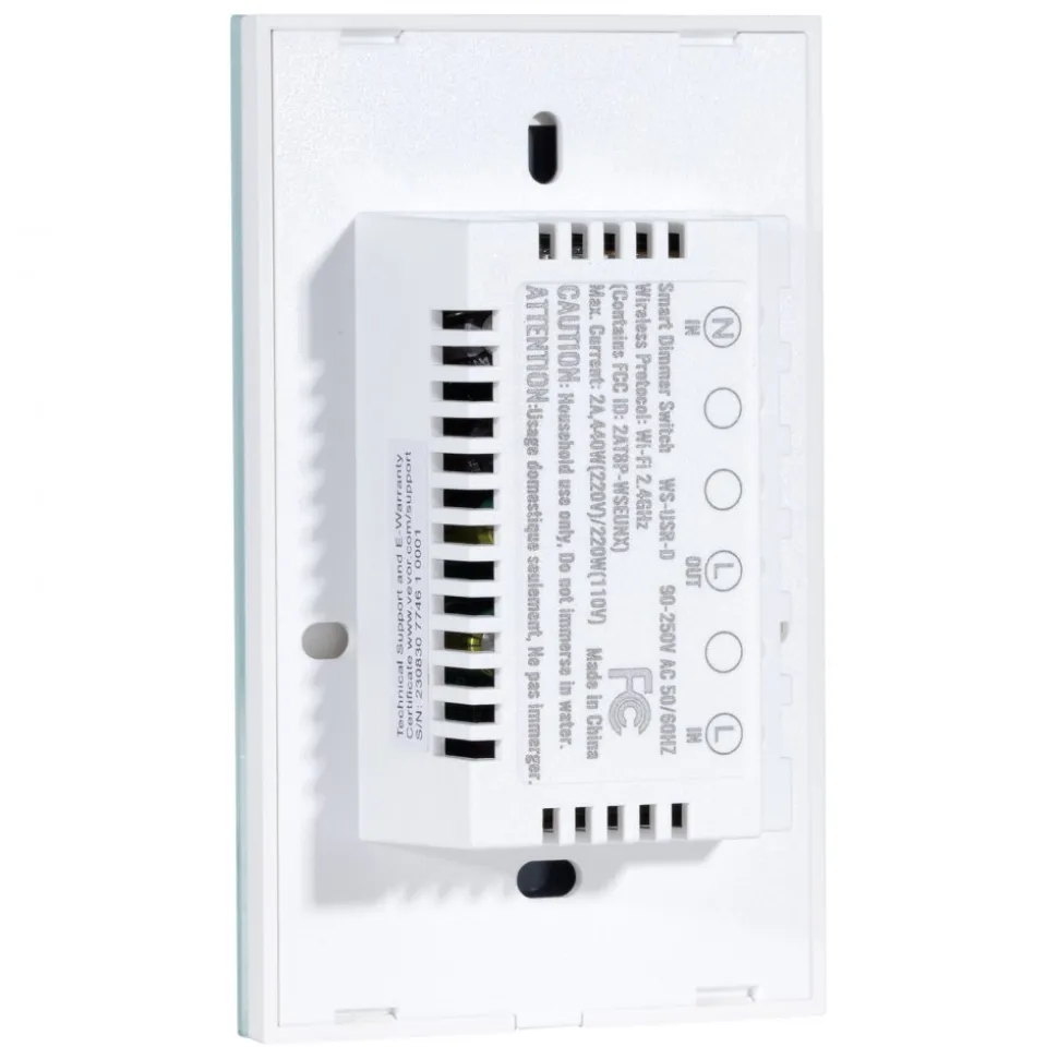 VEVOR 2PCS WiFi Smart Light Dimmer Switch, 100-250V AC Wi-Fi 2.4GHz, 15% to 85% Stepless Dimming LED Dimmable Smart Switch with Touch Panel, App Remote Control Voice Compatible with Alexa Google Home