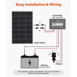 VEVOR 2PCS 100W Monocrystalline Solar Panels, 23% High-Efficiency Mono PV Module with Stable MC4 Output & Aluminum Frame, IP65 Waterproof Solar Panel for Car Boat RV Flat Rooftop Off-Grid Applications