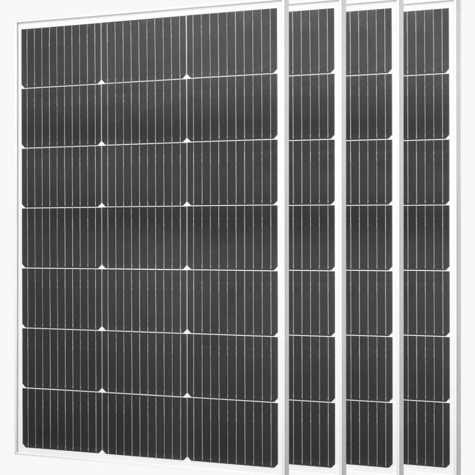 VEVOR 4PCS 100W Monocrystalline Solar Panels, 23% High-Efficiency Mono PV Module with Stable MC4 Output & Aluminum Frame, IP65 Waterproof Solar Panel for Car Boat RV Flat Rooftop Off-Grid Applications