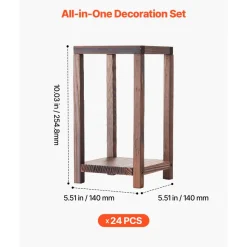 VEVOR 24 Pcs Wooden Wedding Lantern, Cedar Wood and Plastic Wooden Lantern Candle Holder, Rustic Decorative Home Centerpiece Ideal for Wedding Table Party Farmhouse Indoor Decor, Brown