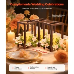 VEVOR 24 Pcs Wooden Wedding Lantern, Cedar Wood and Plastic Wooden Lantern Candle Holder, Rustic Decorative Home Centerpiece Ideal for Wedding Table Party Farmhouse Indoor Decor, Brown