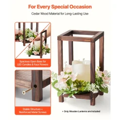 VEVOR 24 Pcs Wooden Wedding Lantern, Cedar Wood and Plastic Wooden Lantern Candle Holder, Rustic Decorative Home Centerpiece Ideal for Wedding Table Party Farmhouse Indoor Decor, Brown