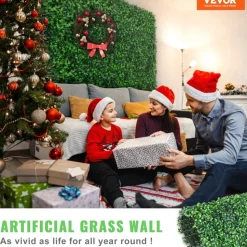 VEVOR 12PCS 20x20inch Artificial Boxwood Panels,Boxwood Hedge Wall Panels,Artificial Grass Backdrop Wall 1.6",Privacy Hedge Screen UV Protected for Outdoor Indoor Garden Fence Backyard