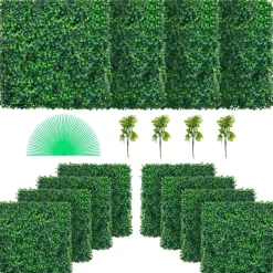 VEVOR 12PCS 20x20inch Artificial Boxwood Panels,Boxwood Hedge Wall Panels,Artificial Grass Backdrop Wall 1.6