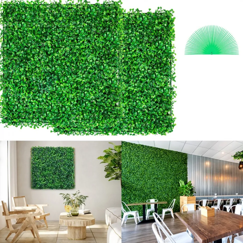 VEVOR 12PCS 10x10 inch Artificial Boxwood Panels, Boxwood Hedge Wall Mat,Artificial Grass Backdrop Wall, Privacy Hedge Screen UV Protected for Outdoor Indoor Garden Fence Backyard