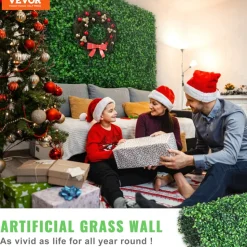 VEVOR 12PCS 10x10 inch Artificial Boxwood Panels, Boxwood Hedge Wall Mat,Artificial Grass Backdrop Wall, Privacy Hedge Screen UV Protected for Outdoor Indoor Garden Fence Backyard