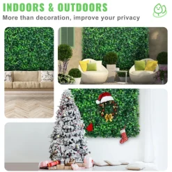 VEVOR 12PCS 10x10 inch Artificial Boxwood Panels, Boxwood Hedge Wall Mat,Artificial Grass Backdrop Wall, Privacy Hedge Screen UV Protected for Outdoor Indoor Garden Fence Backyard