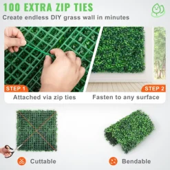 VEVOR 12PCS 10x10 inch Artificial Boxwood Panels, Boxwood Hedge Wall Mat,Artificial Grass Backdrop Wall, Privacy Hedge Screen UV Protected for Outdoor Indoor Garden Fence Backyard