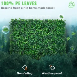 VEVOR 12PCS 10x10 inch Artificial Boxwood Panels, Boxwood Hedge Wall Mat,Artificial Grass Backdrop Wall, Privacy Hedge Screen UV Protected for Outdoor Indoor Garden Fence Backyard