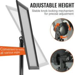 VEVOR Pedestal Sign Holder, 11 x 17 Inch Vertical and Horizontal Adjustable Poster Stand, Heavy-Duty Floor Standing Sign Holder with Metal Base for Display, Advertisement, and Outdoor, Black