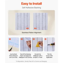 VEVOR Peel and Stick Wallpaper, 17.7 x 590.5 inch Contact Paper White Wood Textured Waterpoof Self Adhesive, Easy to Clean & Peel Wall Decorative Vinyl Roll for Bedroom Kitchen Bathroom Office Desk