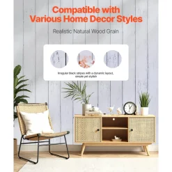 VEVOR Peel and Stick Wallpaper, 17.7 x 590.5 inch Contact Paper White Wood Textured Waterpoof Self Adhesive, Easy to Clean & Peel Wall Decorative Vinyl Roll for Bedroom Kitchen Bathroom Office Desk