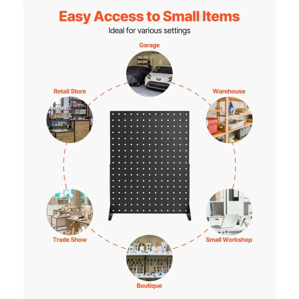 VEVOR Pegboard Display Stand, 17 x 13 in Tabletop Pegboard Display Stand, Accessories Rack Organizer, Thickened Cold-Rolled Steel Peg Board Panel for Grocery Retail Store Jewelry Shop, Black (4 PCS)