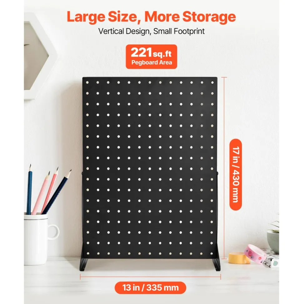 VEVOR Pegboard Display Stand, 17 x 13 in Tabletop Pegboard Display Stand, Accessories Rack Organizer, Thickened Cold-Rolled Steel Peg Board Panel for Grocery Retail Store Jewelry Shop, Black (4 PCS)