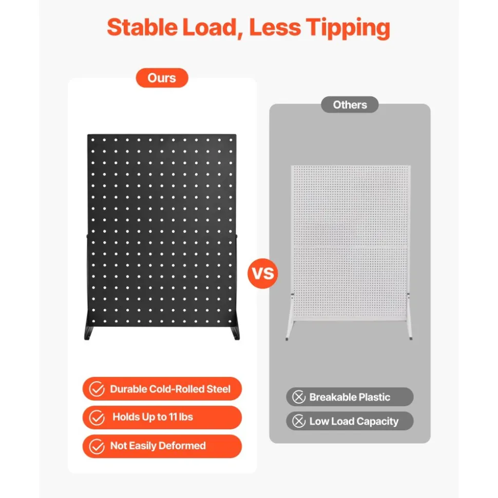 VEVOR Pegboard Display Stand, 17 x 13 in Tabletop Pegboard Display Stand, Accessories Rack Organizer, Thickened Cold-Rolled Steel Peg Board Panel for Grocery Retail Store Jewelry Shop, Black (4 PCS)