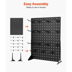 VEVOR Pegboard Display Stand, 17 x 13 Inch Tabletop Pegboard Display Stand with 15 Hooks, Thickened Cold-Rolled Steel Peg Board Panel for Grocery, Retail Store and Jewelry Shop, Black (1 PCS)