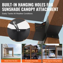 VEVOR Pergola Bracket Kit 6''x6''(Inner Size 5.6x5.6), 2pcs 4-Way Heavy Duty Corner Bracket Woodworks DIY Post Base Kit, Easy Installation Wooden Beams for Gazebos, Patio Pergolas, Log Cabin Outdoor