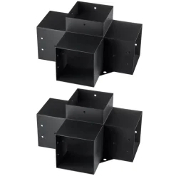 VEVOR Pergola Bracket Kit 6''x6''(Inner Size 5.6x5.6), 2pcs 4-Way Heavy Duty Corner Bracket Woodworks DIY Post Base Kit, Easy Installation Wooden Beams for Gazebos, Patio Pergolas, Log Cabin Outdoor