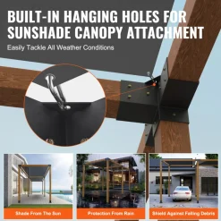 VEVOR Pergola Bracket Kit 4''x4''(Inner Size 3.6x3.6), 2pcs 4-Way Heavy Duty Corner Bracket Woodworks DIY Post Base Kit, Easy Installation Wooden Beams for Gazebos, Patio Pergolas, Log Cabin Outdoor