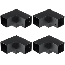 VEVOR Pergola Bracket Kit 4''x4''(Inner Size 3.6x3.6), 4pcs 3-Way Heavy Duty Corner Bracket Woodworks DIY Post Base Kit, Easy Installation Wooden Beams for Gazebos, Patio Pergolas, Log Cabin Outdoor