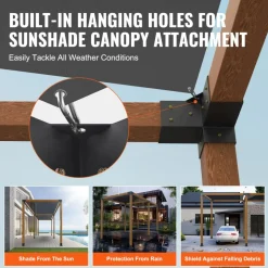VEVOR Pergola Bracket Kit 4''x4''(Inner Size 3.6x3.6), 4pcs 3-Way Heavy Duty Corner Bracket Woodworks DIY Post Base Kit, Easy Installation Wooden Beams for Gazebos, Patio Pergolas, Log Cabin Outdoor