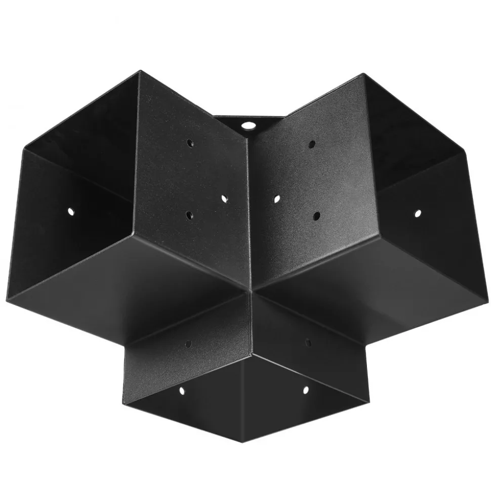 VEVOR Pergola Bracket Kit, 6x6 Inch (Inner Size 5.5x5.5), 4 Pcs 3-Way Heavy Duty Corner Bracket Woodworks DIY Post Base Kit, Easy Installation Wooden Beams for Gazebos, Patio Pergolas, Log Cabin