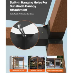 VEVOR Pergola Bracket Kit, 6x6 Inch (Inner Size 5.5x5.5), 4 Pcs 3-Way Heavy Duty Corner Bracket Woodworks DIY Post Base Kit, Easy Installation Wooden Beams for Gazebos, Patio Pergolas, Log Cabin