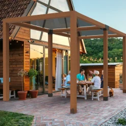 VEVOR Pergola Bracket Kit, 4x4 Inch (Inner Size 3.5x3.5), 2 Pcs 4-Way Heavy Duty Corner Bracket Woodworks DIY Post Base Kit, Easy Installation Wooden Beams for Gazebos, Patio Pergolas, Log Cabin