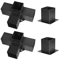 VEVOR Pergola Bracket Kit, 4x4 Inch (Inner Size 3.5x3.5), 2 Pcs 4-Way Heavy Duty Corner Bracket Woodworks DIY Post Base Kit, Easy Installation Wooden Beams for Gazebos, Patio Pergolas, Log Cabin