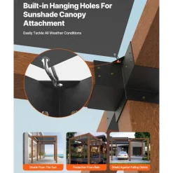 VEVOR Pergola Bracket Kit, 6x6 Inch (Inner Size 5.5x5.5), 2 Pcs 4-Way Heavy Duty Corner Bracket Woodworks DIY Post Base Kit, Easy Installation Wooden Beams for Gazebos, Patio Pergolas, Log Cabin