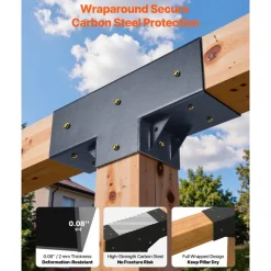 VEVOR Pergola Kit 2-Pack, T-Shaped 4x4 (Actual 3.5x3.5 Inch), 3-Way Pergola Brackets DIY Woodworking Gazebo Bracket Kit with Screws for 3.5x3.5 Inch Wood Beams in Actual Size for Outdoor Party Banquet