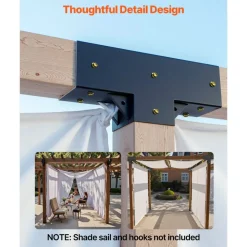 VEVOR Pergola Kit 2-Pack, T-Shaped 4x4 (Actual 3.5x3.5 Inch), 3-Way Pergola Brackets DIY Woodworking Gazebo Bracket Kit with Screws for 3.5x3.5 Inch Wood Beams in Actual Size for Outdoor Party Banquet