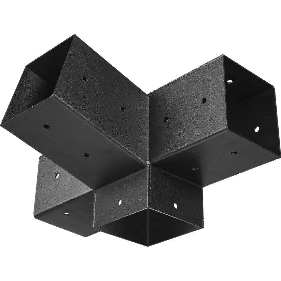 VEVOR Pergola Kit, 4x4 Inch 4-Way Slanted Bracket for 3.5x3.5 Inch Wood Beams in Actual Size, Carbon Steel Pergola Bracket with Post Base and Wall Mount Base, for Outdoor Pergolas, Gazebos, Sheds