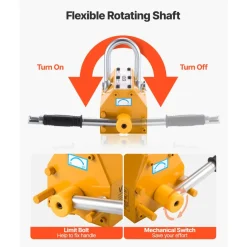 VEVOR Permanent Magnetic Lifter, 1320 lbs Pulling Capacity, Heavy Duty N42 Neodymium Lifting Magnet with Release Handle and Steel Hook, Used in Shop Crane and Hoist, for Lifting Plate Steel, Board