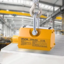 VEVOR Permanent Magnetic Lifter, 880 lbs Pulling Capacity, Heavy Duty N42 Neodymium Lifting Magnet with Release Handle and Steel Hook, Used in Shop Crane and Hoist, for Lifting Plate Steel, Board