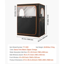 VEVOR 2 Person Portable Infrared Sauna for Home, Upgraded Full Body Home Spa Tent with 2 Foldable Chairs & Heated Mat & Remote,9-Level Temp Control Sauna Box for Relaxation & Stress Relief, (Black)