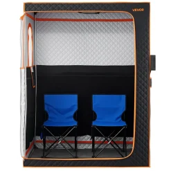 VEVOR 2 Person Portable Infrared Sauna for Home, Upgraded Full Body Home Spa Tent with 2 Foldable Chairs & Heated Mat & Remote,9-Level Temp Control Sauna Box for Relaxation & Stress Relief, (Black)