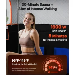 VEVOR 2 Person Portable Infrared Sauna for Home, Upgraded Full Body Home Spa Tent with 2 Foldable Chairs & Heated Mat & Remote,9-Level Temp Control Sauna Box for Relaxation & Stress Relief, (Black)