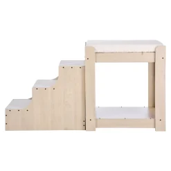 VEVOR Pet Bunk Bed with Stairs, Dog/Cat Window Perch, Multi-Level Bed Window Perch Dog Bedside Sleeper, Lounge Elevated Seat Platform with Foam Cushion,Pet Bed Couch for Bedside Indoor Use (Beige)