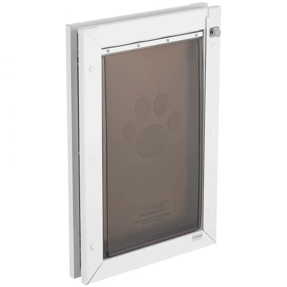 VEVOR Pet Door, Large, with Double Magnetic Flaps and Metal Frame, Strong and Weatherproof Dog Door for Interior and Exterior Doors, Easy to Install, Easy In-and-Out Access for Doggies, White
