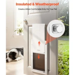 VEVOR Pet Door, Large, with Double Magnetic Flaps and Metal Frame, Strong and Weatherproof Dog Door for Interior and Exterior Doors, Easy to Install, Easy In-and-Out Access for Doggies, White