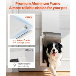 VEVOR Pet Door, Large, with Double Magnetic Flaps and Metal Frame, Strong and Weatherproof Dog Door for Interior and Exterior Doors, Easy to Install, Easy In-and-Out Access for Doggies, White
