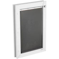 VEVOR Pet Door, Large, with Three Magnetic Flaps and Metal Frame, Strong and Weatherproof Dog Door for Interior and Exterior Doors, Easy to Install, Easy In-and-Out Access for Doggies, White