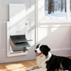 VEVOR Pet Door, Large, with Three Magnetic Flaps and Metal Frame, Strong and Weatherproof Dog Door for Interior and Exterior Doors, Easy to Install, Easy In-and-Out Access for Doggies, White