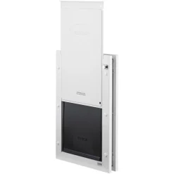 VEVOR Pet Door, Large, with Three Magnetic Flaps and Metal Frame, Strong and Weatherproof Dog Door for Interior and Exterior Doors, Easy to Install, Easy In-and-Out Access for Doggies, White