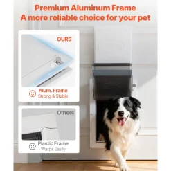 VEVOR Pet Door, Large, with Three Magnetic Flaps and Metal Frame, Strong and Weatherproof Dog Door for Interior and Exterior Doors, Easy to Install, Easy In-and-Out Access for Doggies, White