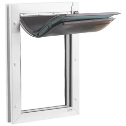 VEVOR Pet Door, Large, with Three Magnetic Flaps and Metal Frame, Strong and Weatherproof Dog Door for Interior and Exterior Doors, Easy to Install, Easy In-and-Out Access for Doggies, White