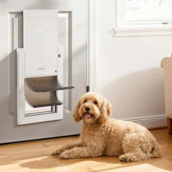 VEVOR Pet Door, Medium, with Double Magnetic Flaps and Metal Frame, Strong and Weatherproof Dog Door for Interior and Exterior Doors, Easy to Install, Easy In-and-Out Access for Doggies, White